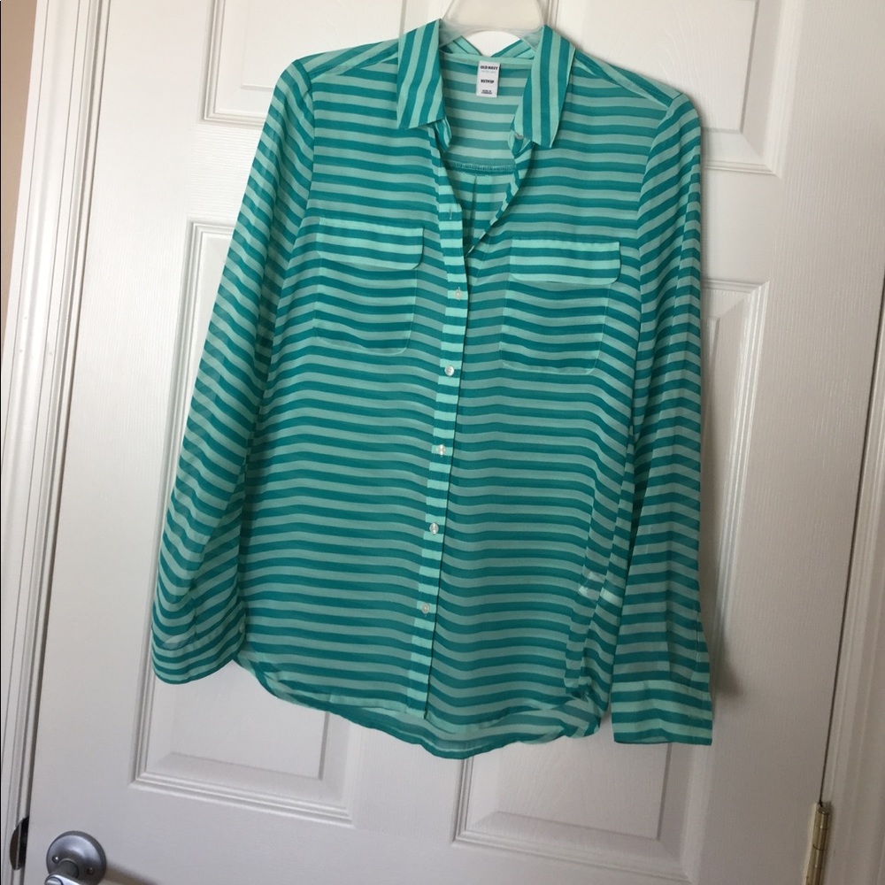 NWT- sheer striped blouse
